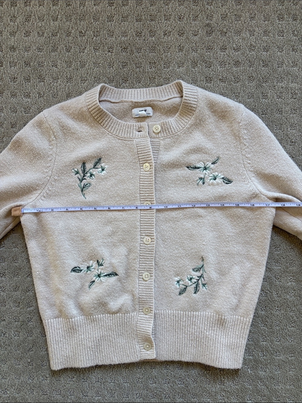 Aerie Cream Embroidered Button-Front Women's Sweater Cardigan - Picture 9 of 14
